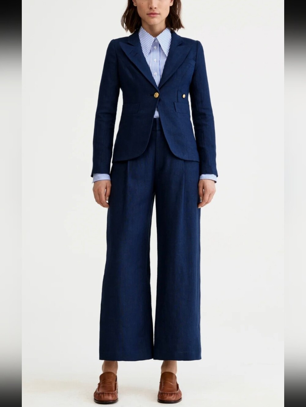Smythe Navy Tailored Blazer with Gold Buttons - Picture 6 of 8